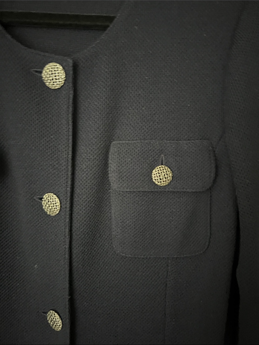 St. John Navy Military-Style Buttoned Trench Coat - Picture 7 of 9